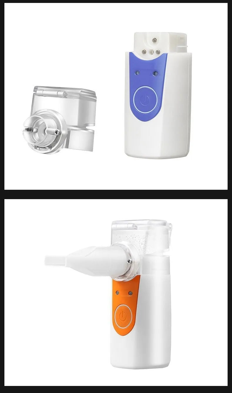 USB-powered handheld nebuliser with columnar plastic design and 0.5L water tank for children's respiratory relief