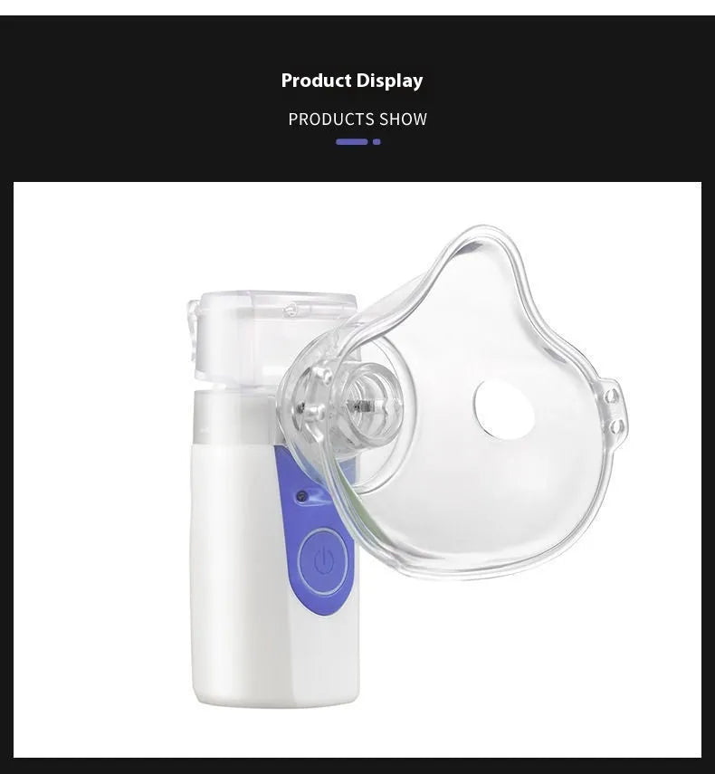 USB-powered handheld nebuliser with columnar plastic design and 0.5L water tank for children's respiratory relief