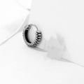 Silver geometric earrings with striped retro design made from stainless steel.