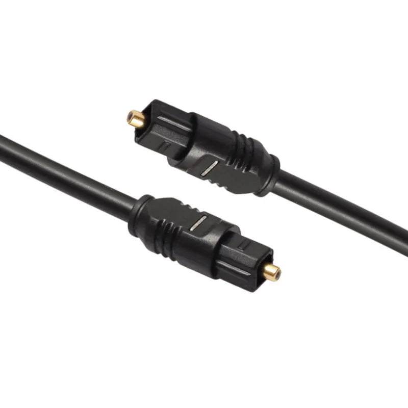 Black Toslink digital optical audio cable with square mouth 4mm connectors, 2 metre length