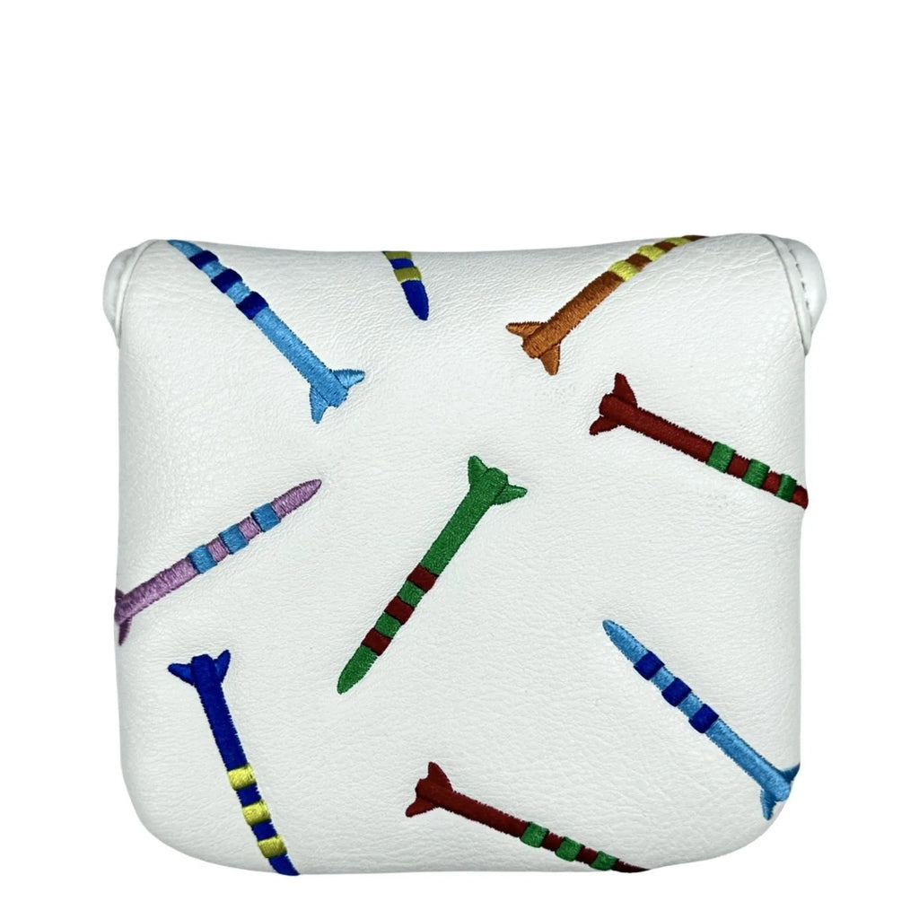 Square golf putter protective sleeve with rocket pattern in PU leather material