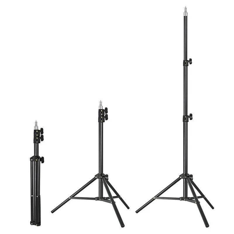 Frosted tripod light stand with mobile phone holder on carbon steel legs