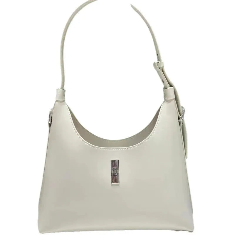 Genuine leather crossbody shoulder bag with dumpling shape and sandwich pocket design