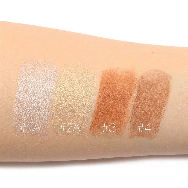 Cream contour and highlighter makeup stick for facial sculpting in shades A, B, C, D