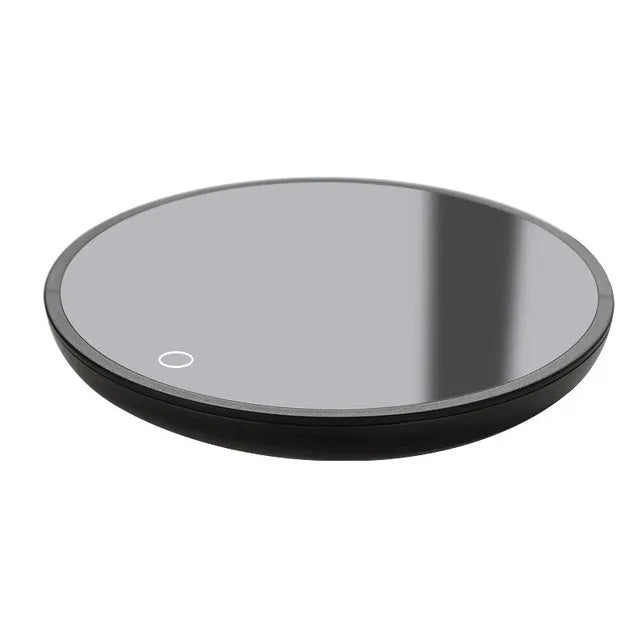 Black coffee mug warmer with dual temperature buttons and 12 cm heating plate