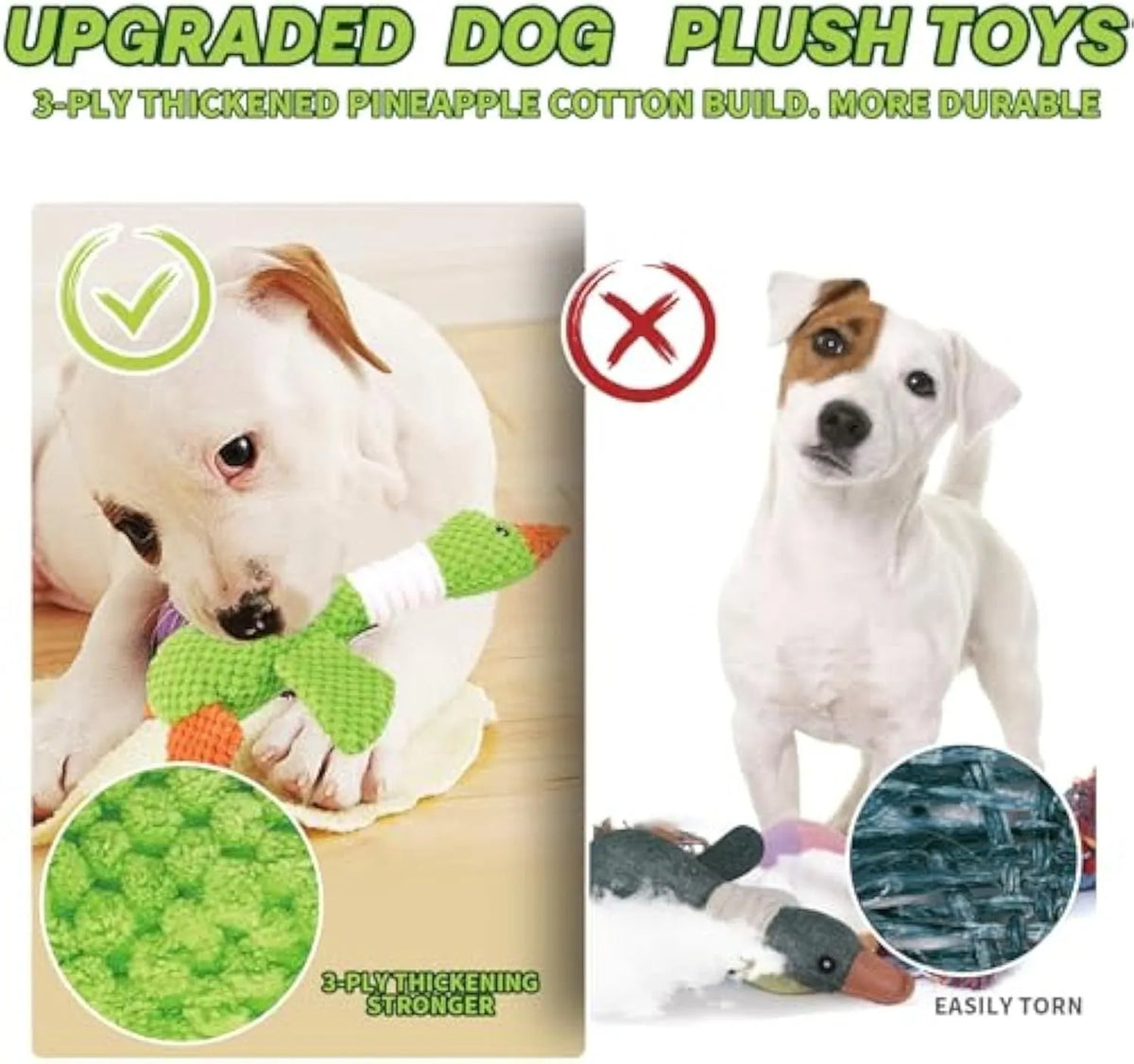 Blue duck-shaped dog plush toy with squeakers for chewing and interactive play