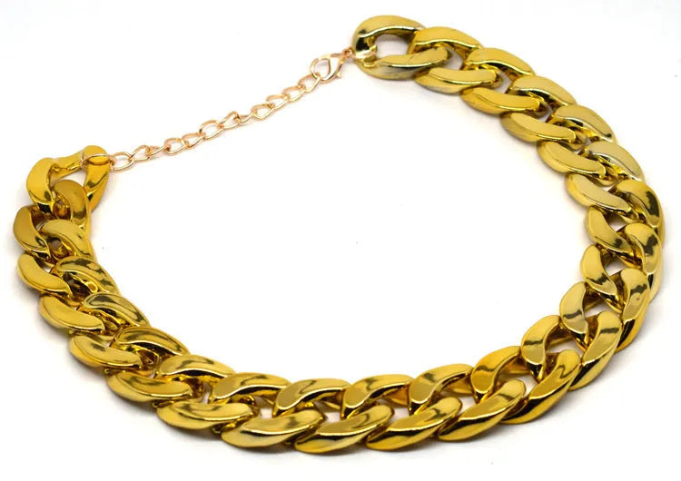Gold colour chain dog collar with geometric design and adjustable buckle for small to medium sized pets