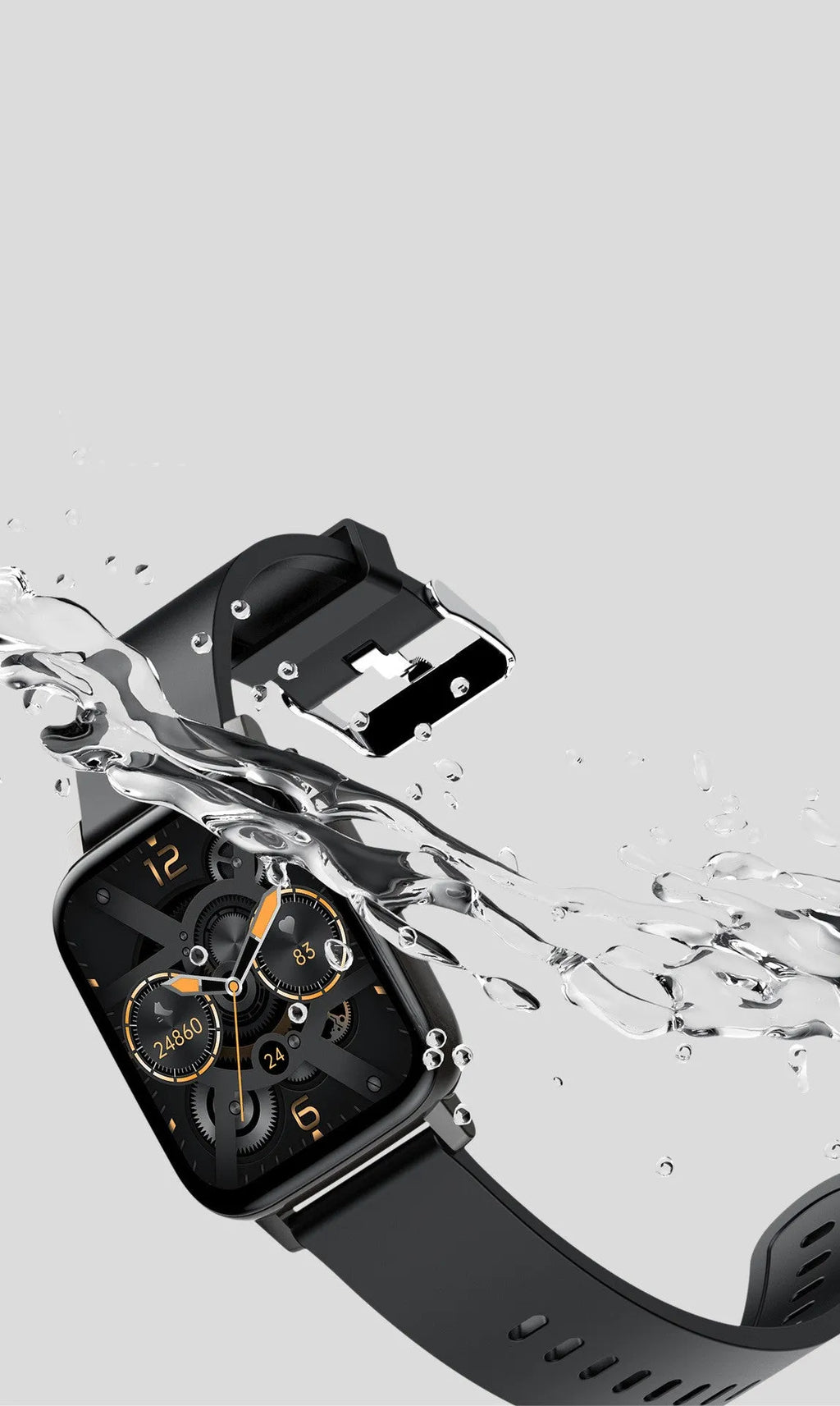 H80 Fashion Sports Smart Watch in black on wrist, showing ECG and blood oxygen monitoring on screen.
