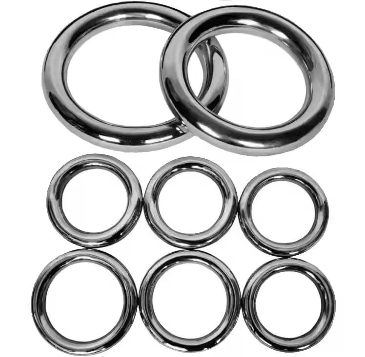 A silver-coloured carbon steel Wing Chun training ring for martial arts strength conditioning.