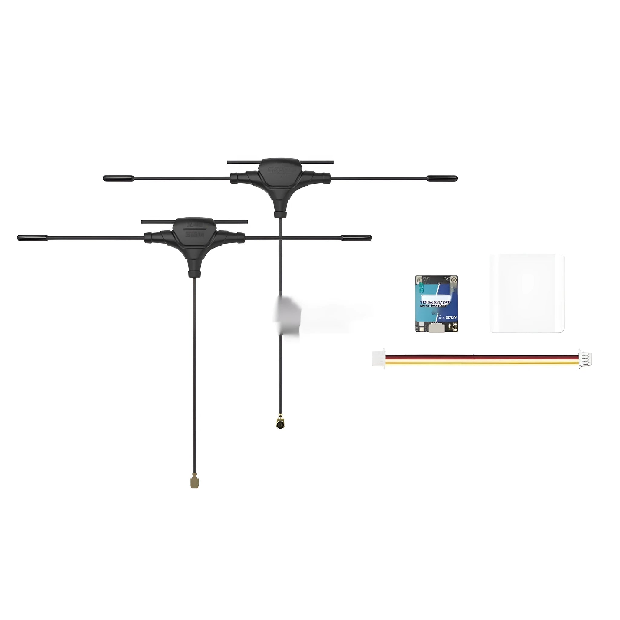 ELRS 915M 2.4G dual-frequency drone receiver kit with T-shaped antennas and wiring