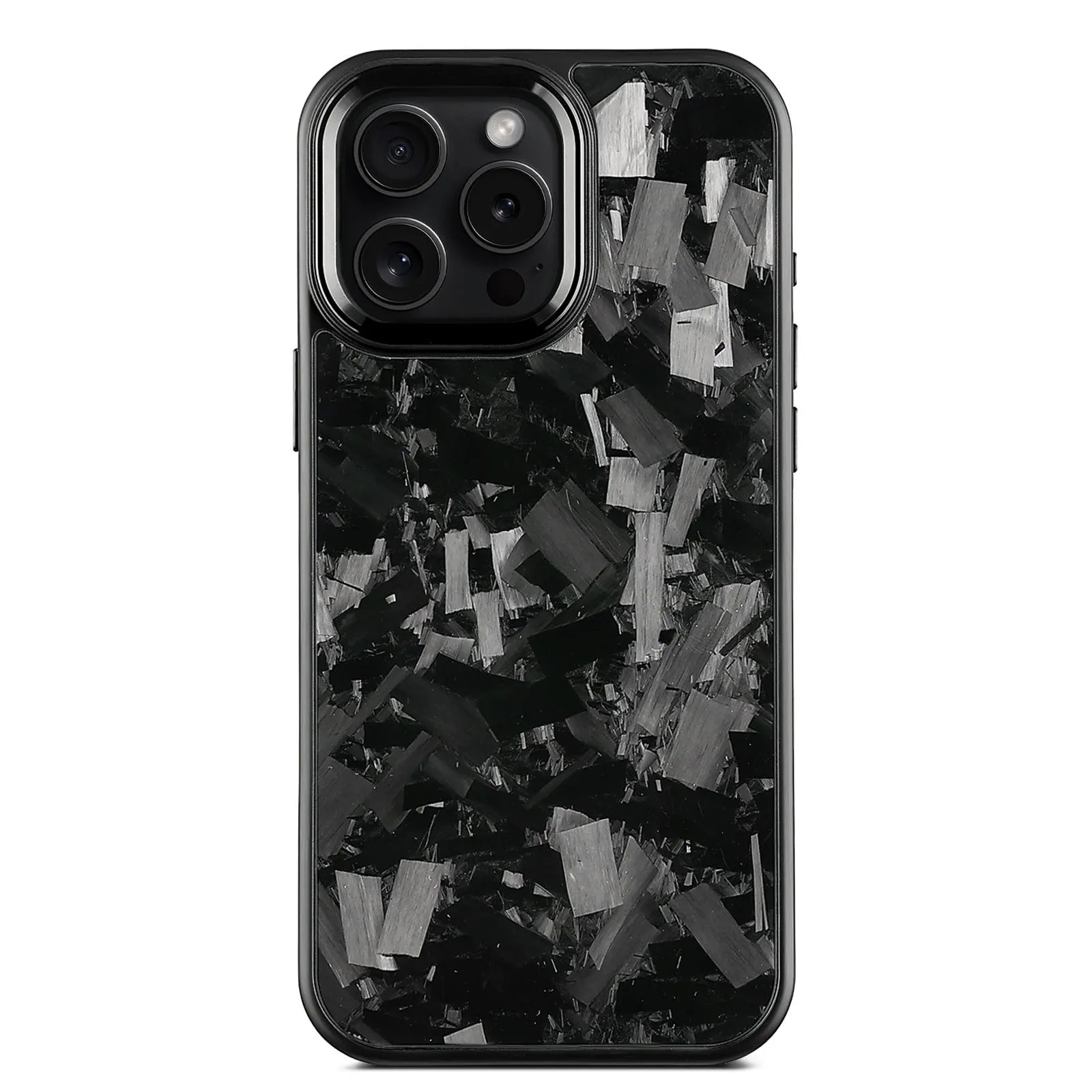 iPhone 17 protective shell with carbon fibre and forged metal frame in black frame blue gold with magnetic colour
