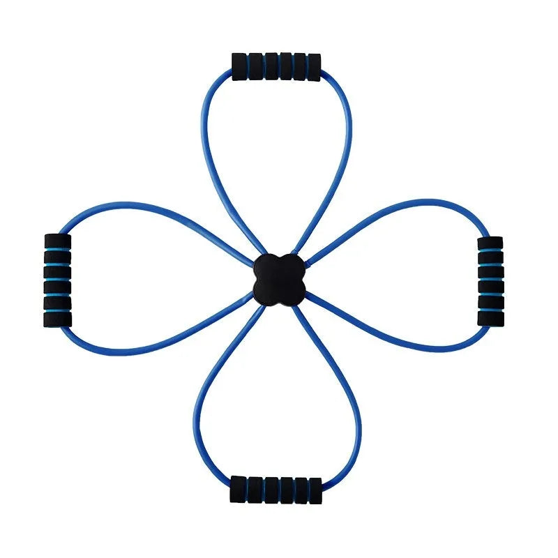 Blue eight-character fitness puller with cross tension device for shoulder exercises