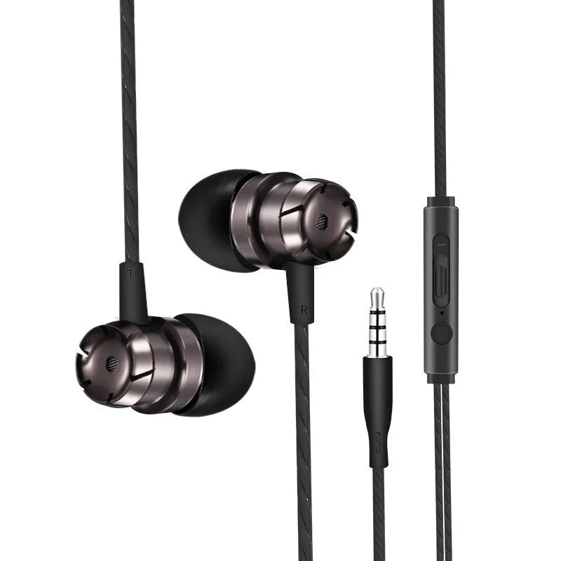 Metal turbo in-ear headphones with 3.5mm plug in black, black red, gold, pink and silver colour options