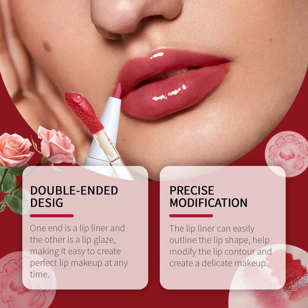 Double-headed lip liner and lacquer pen showing two application ends with export-only colour options