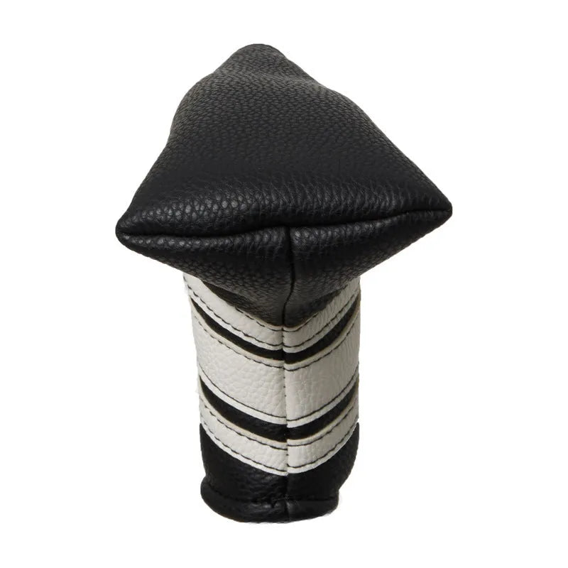 Black PU leather golf club head cover push rod case for driver woods irons protection