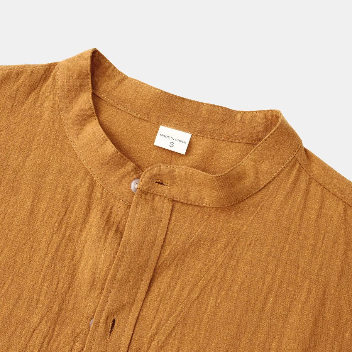 Men's brown cotton blend long sleeve shirt and casual pants set with slim solid colour design