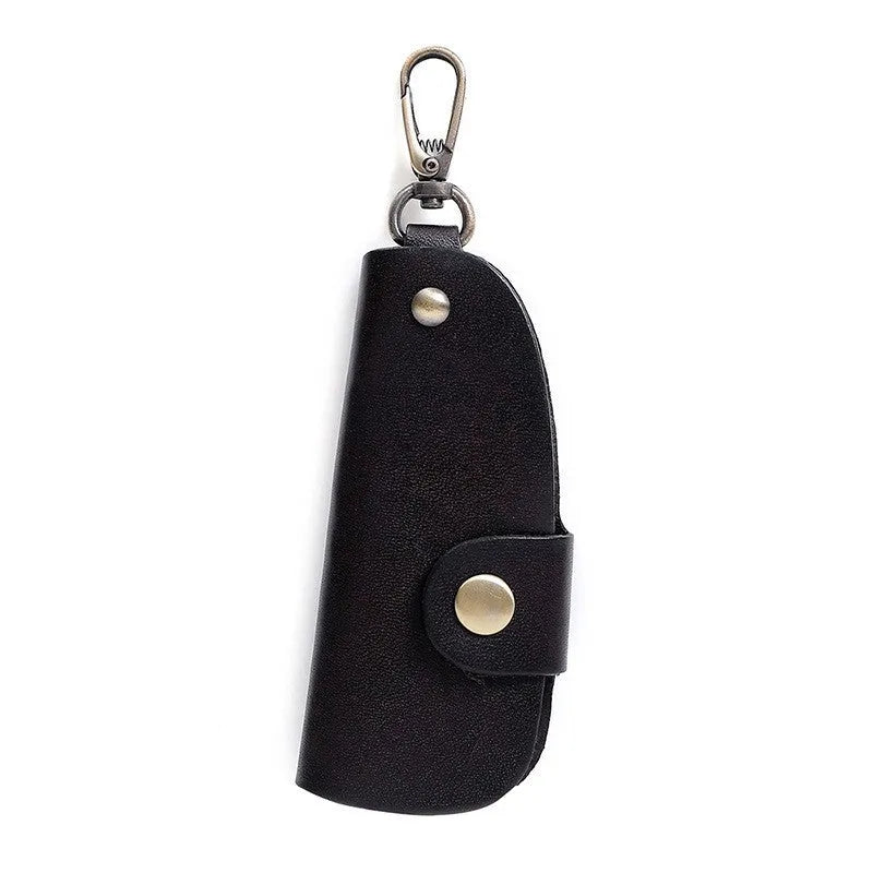 Handmade genuine leather key storage bag in black, brown, coffee, or purplish red colour
