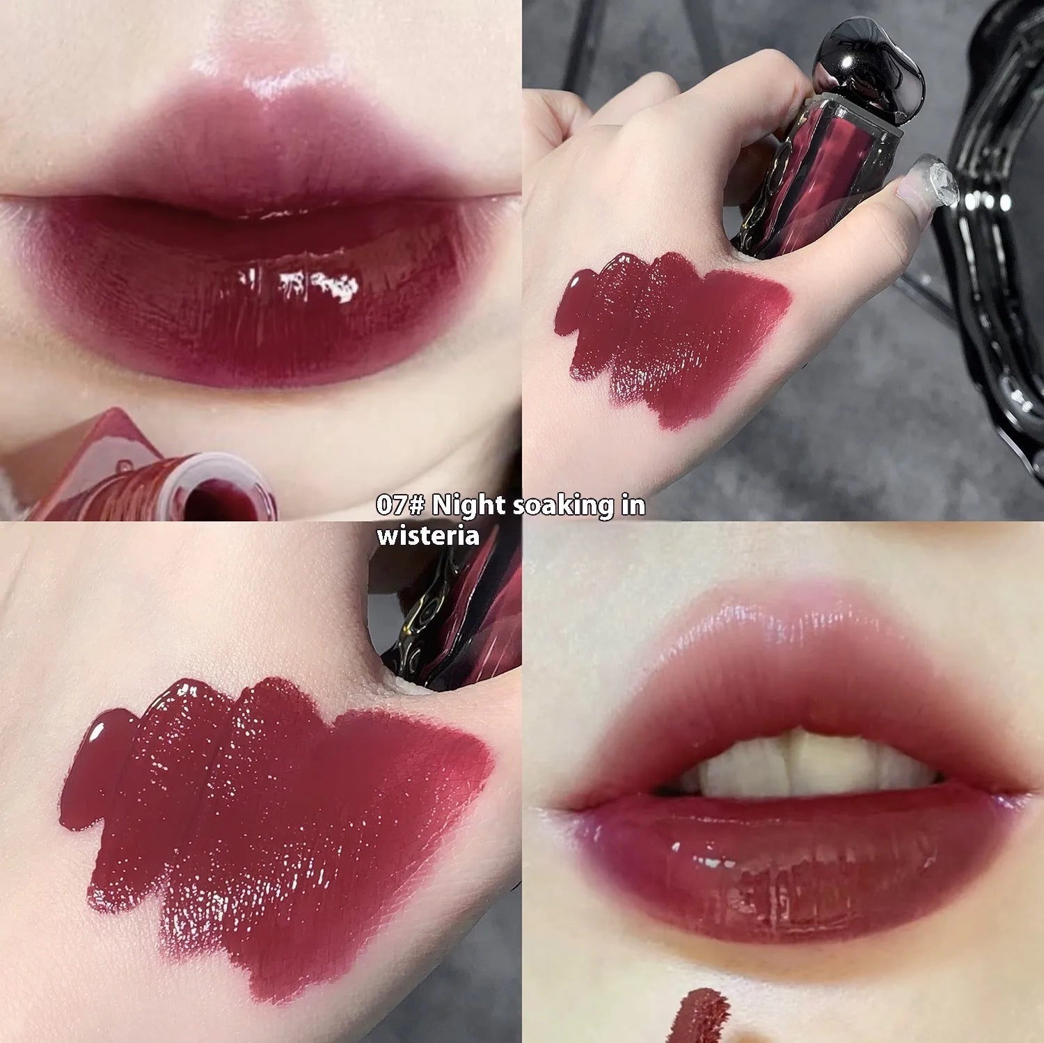 Glacier Lava Lip Lacquer tube with mirror, shown in one of seven colour options.