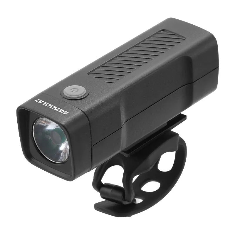USB rechargeable bicycle headlight with quick release strap mounting on handlebars