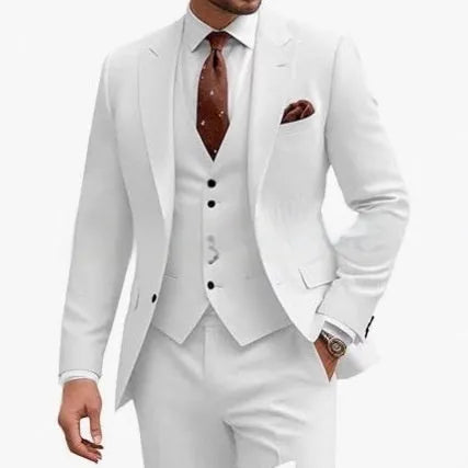 Men's three-piece slim fit suit in multiple colour options for business and wedding occasions