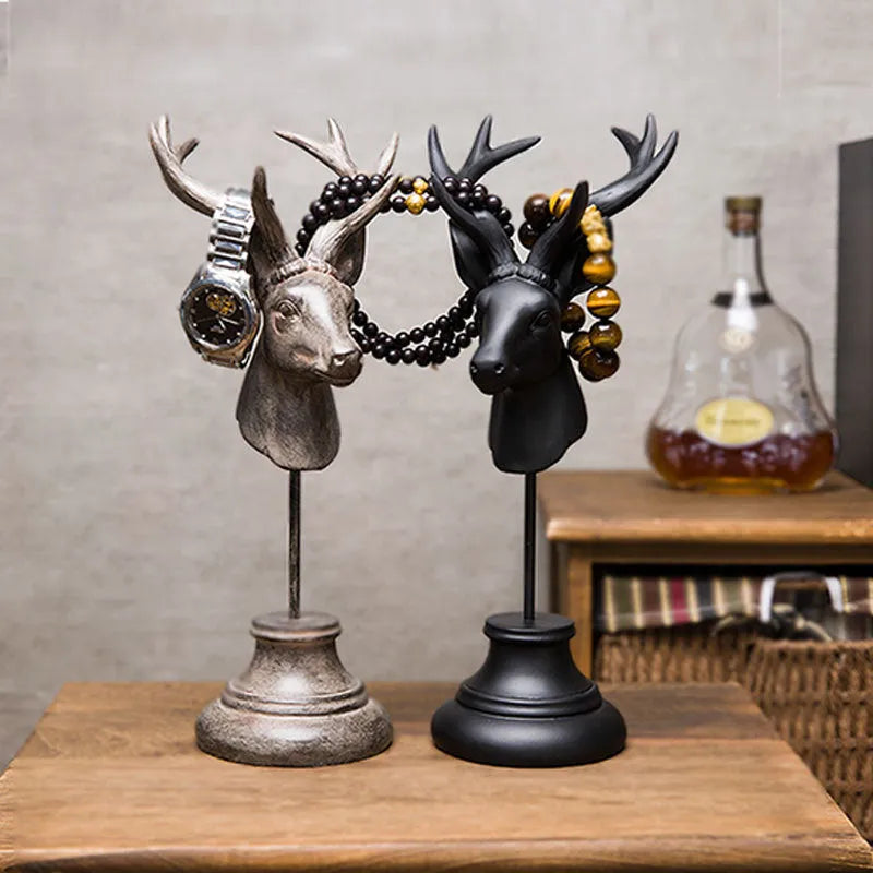 Natural resin animal home decoration sculpture in black, white, or wood colour finishes