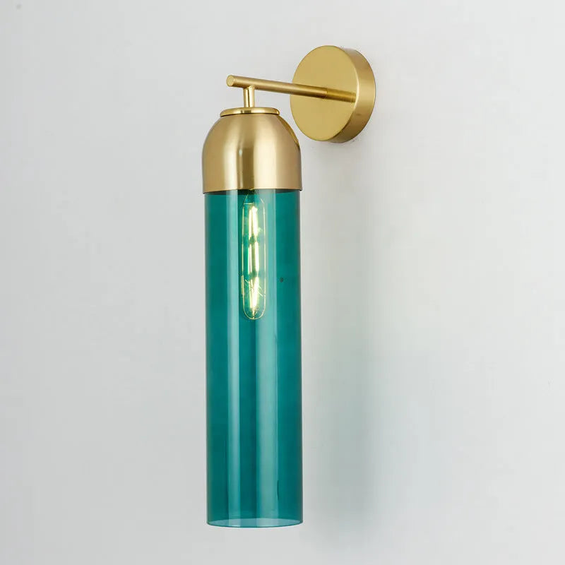 Nordic postmodern glass wall lamp with 450mm diameter shade in choice of five colours