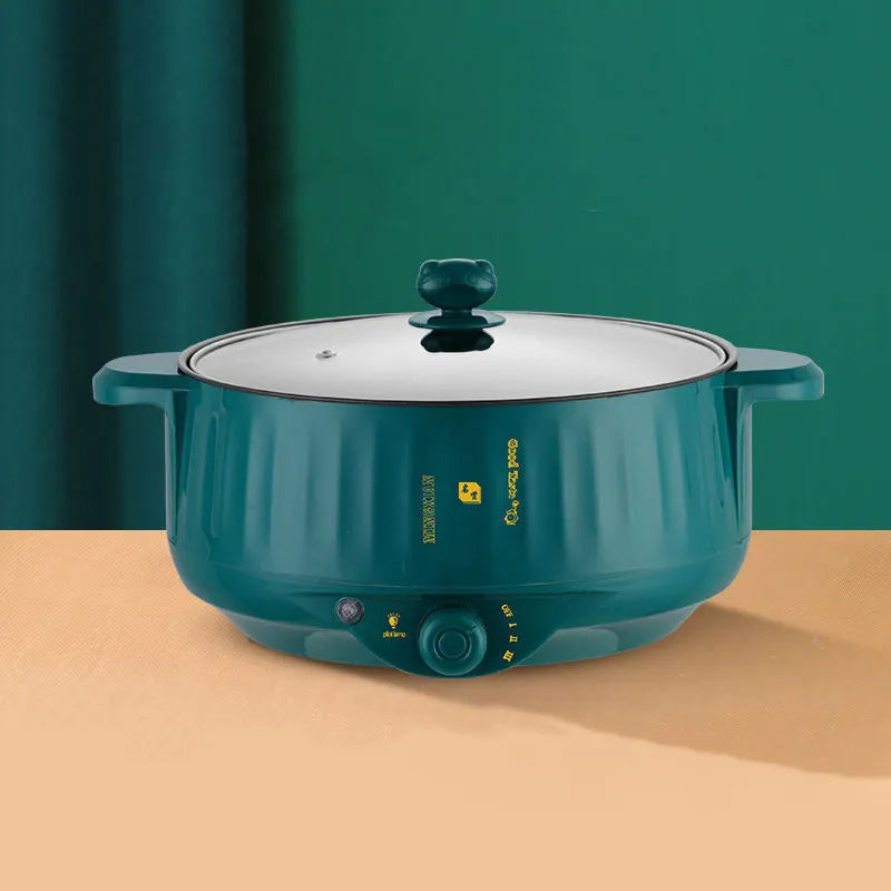 Stainless steel electric cooking pot with non-stick surface and multiple cooking functions