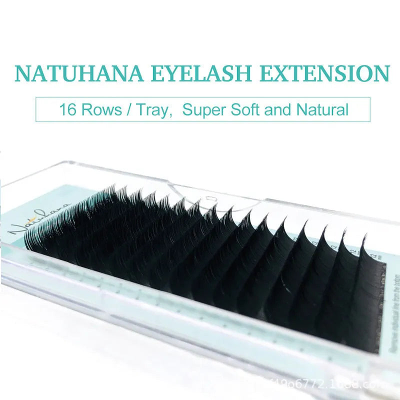 Soft velvet false eyelashes in artificial fibre showing length options from 7mm to 15mm