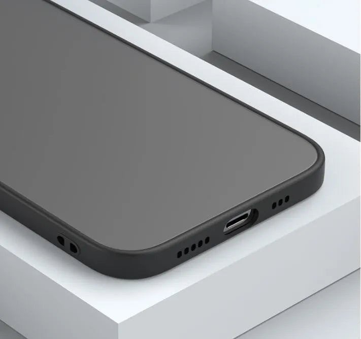 Frosted hard protective iPhone case with fine hole texture and full camera lens cover.