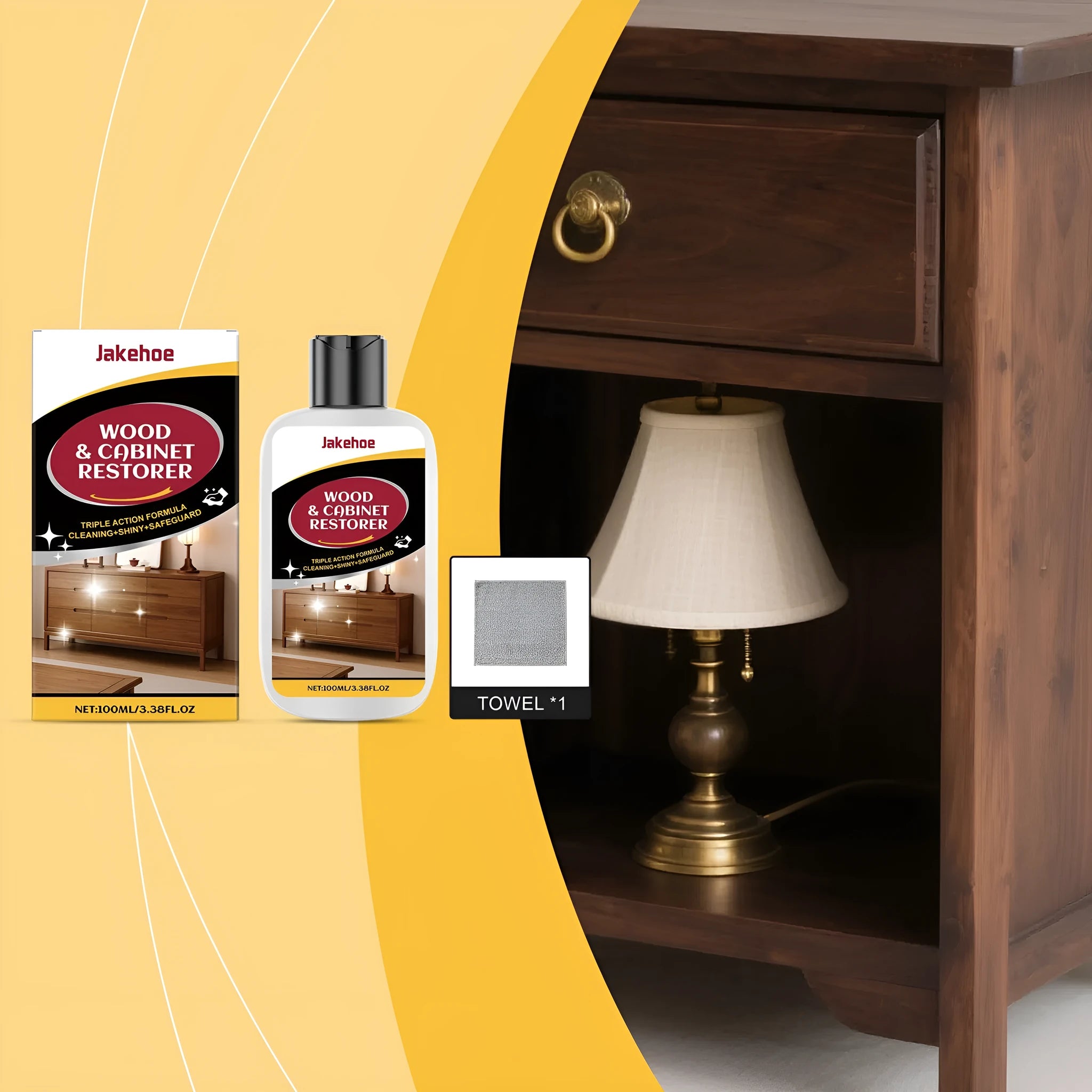 Wooden furniture scratch care agent 100ml bottle with microfibre application towel set