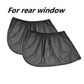 Set of four non-woven fabric mesh sunshades installed on car front and rear side windows.