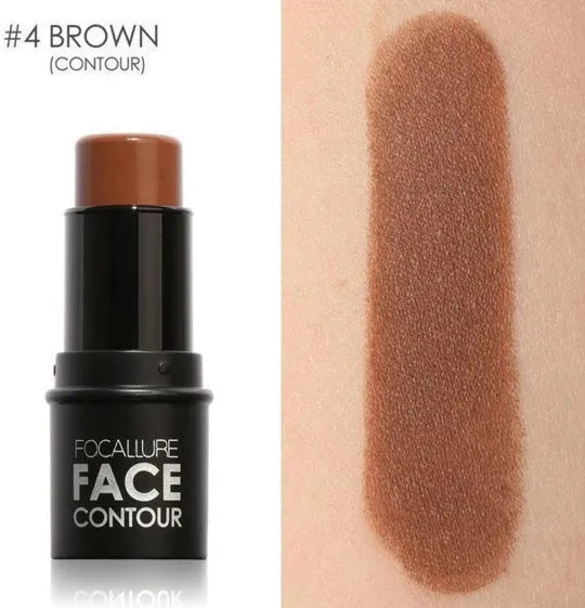 Cream contour and highlighter makeup stick for facial sculpting in shades A, B, C, D