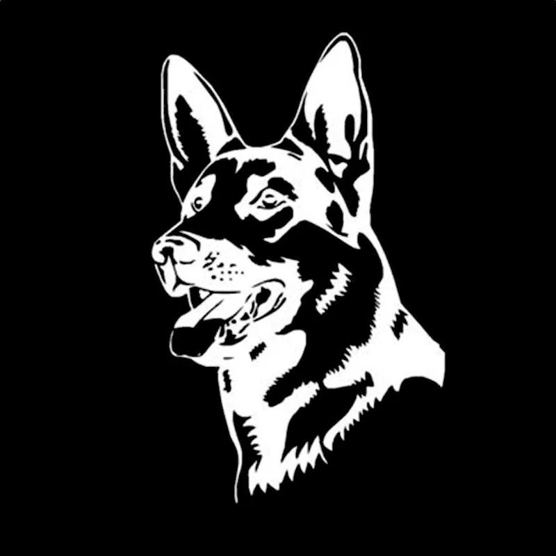 Reflective bumper sticker featuring an Alsace Shepherd dog on a 13x8cm background.