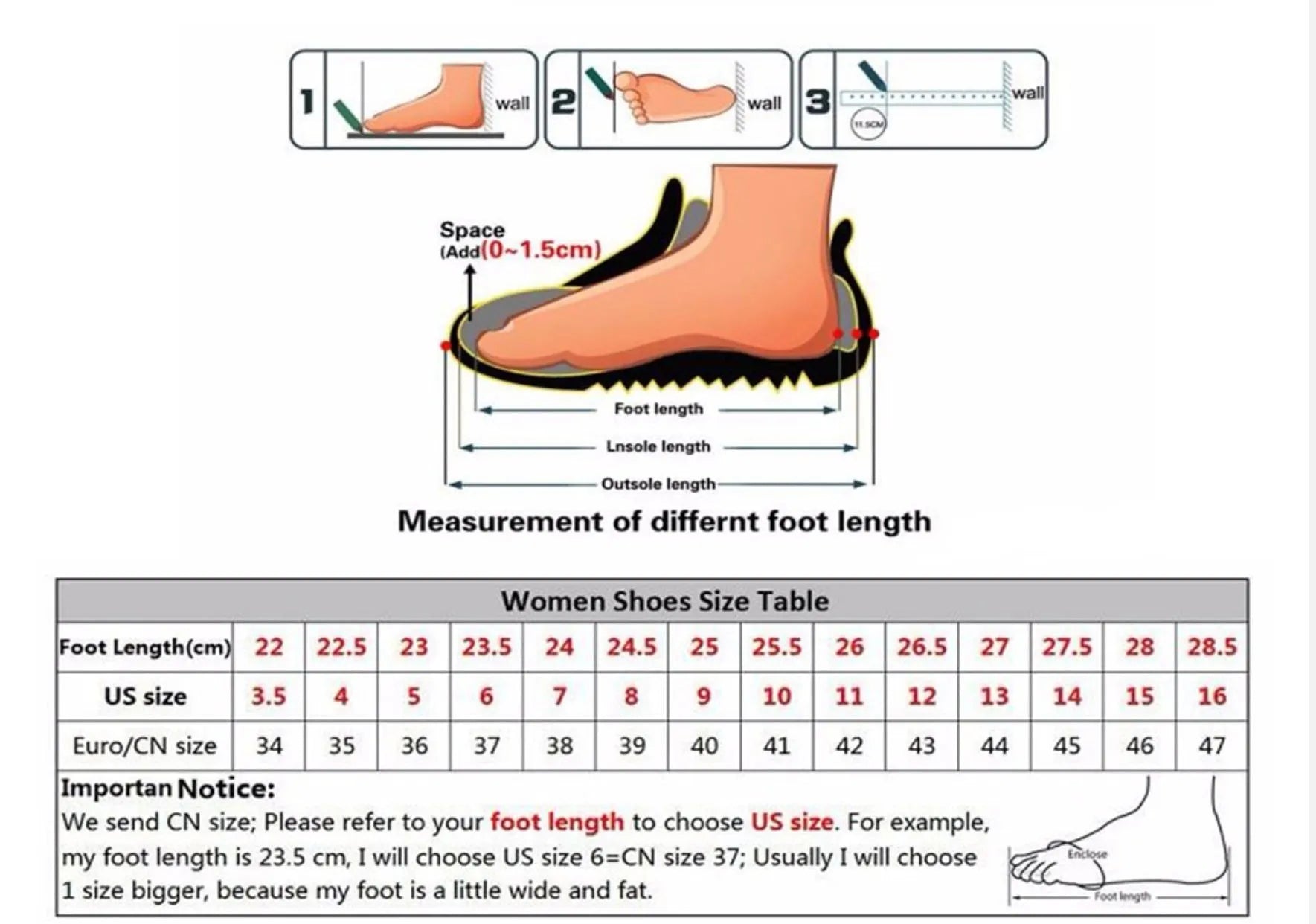 Women's pointed toe stiletto heel sandals with a PVC upper, shown on a size chart.