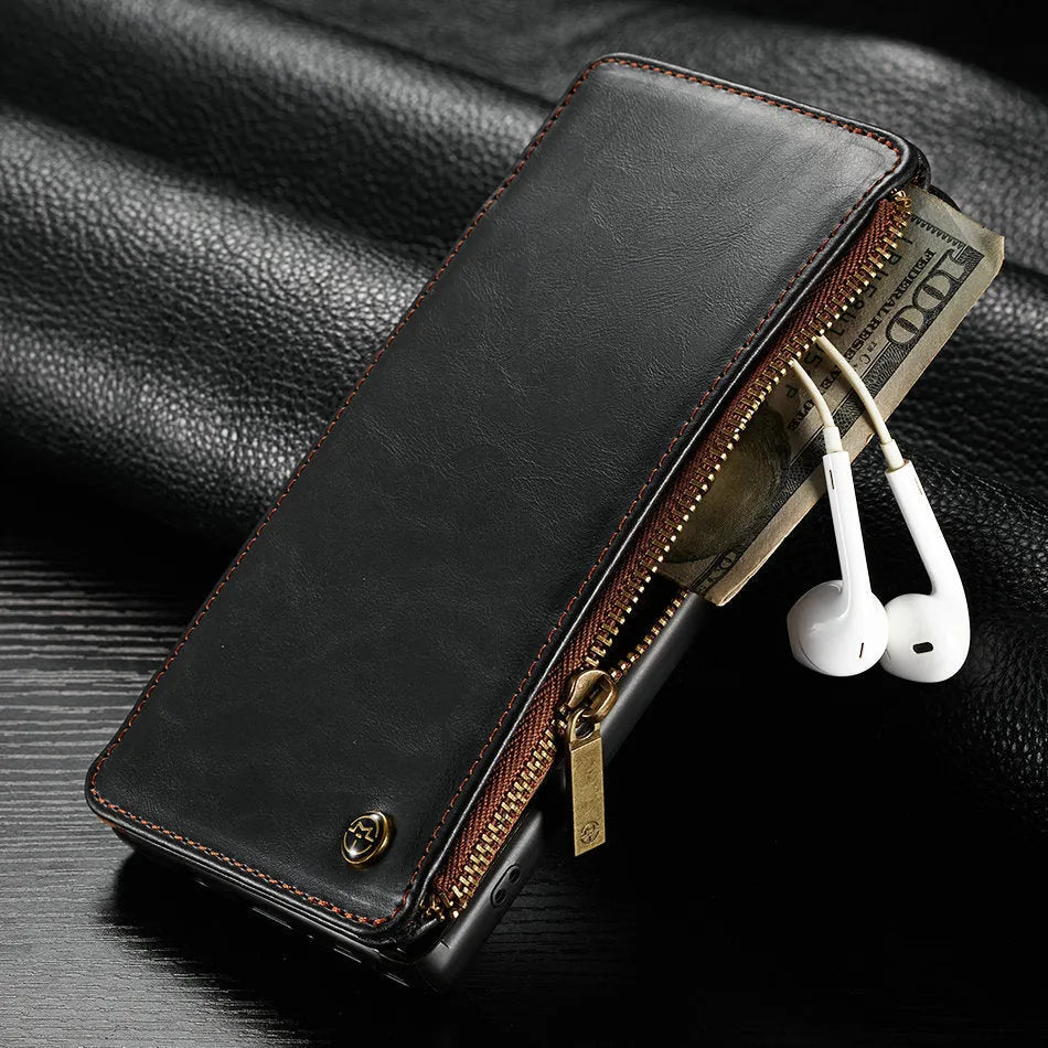 Samsung Note9 PU leather flip phone case in black, brown or red colour