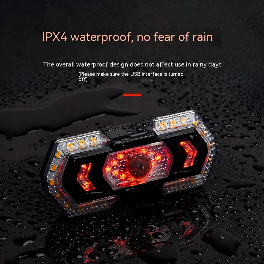 Black wireless remote control motorcycle LED taillight with USB charging port