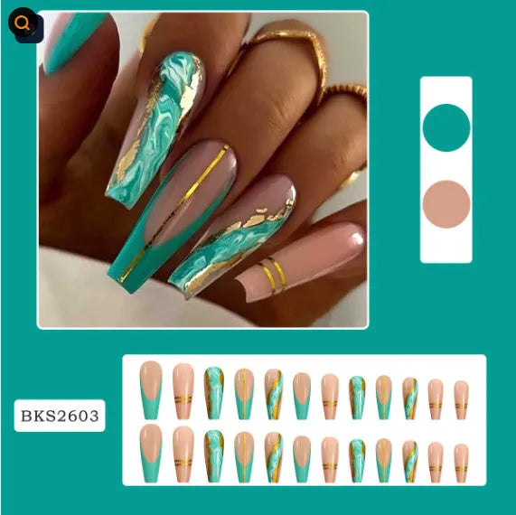 Ballet W067 wave line glue pattern detachable nail stickers with jelly glue sachets