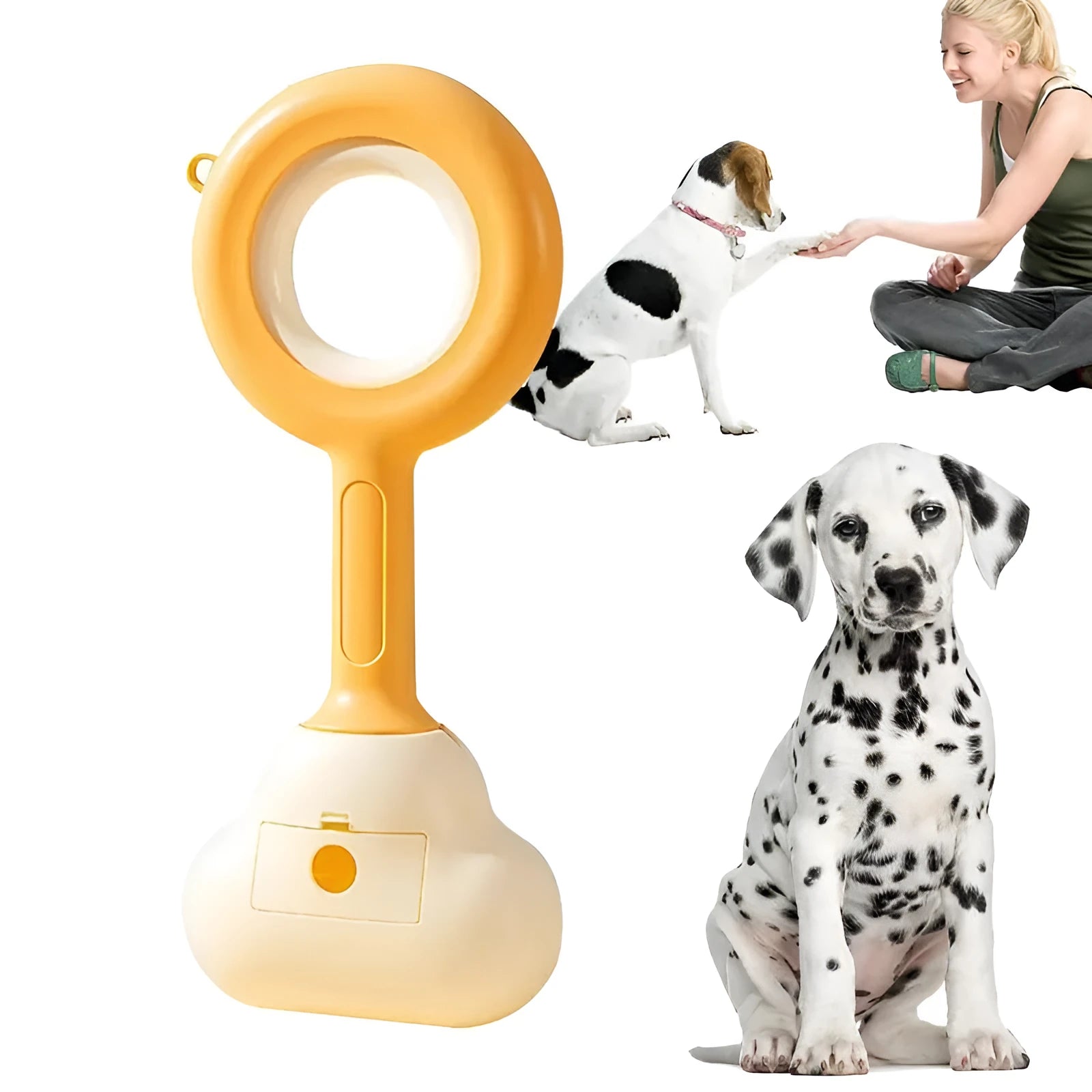 White blue dog pooper scooper with cloud-shaped jaws for outdoor waste cleanup