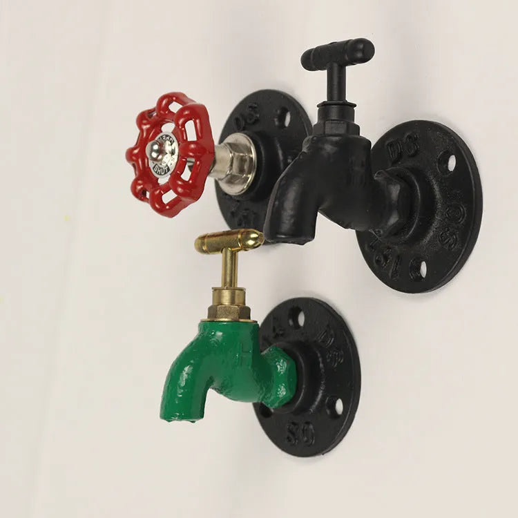 Metal water pipe style wall hanging hook towel rack in polished finish with valve design