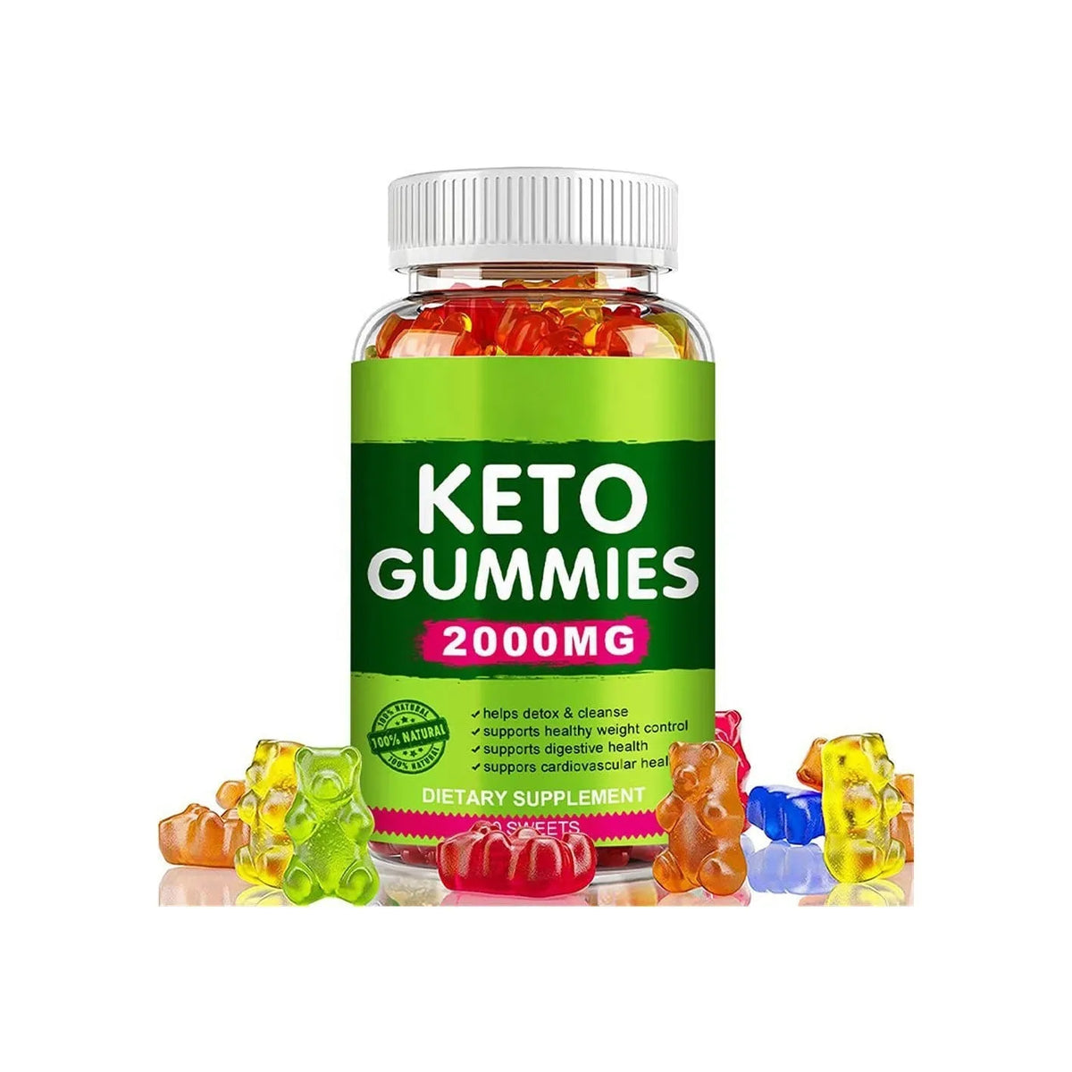 Pure organic keto BHB vinegar vitamin candy bottle containing 60 pectin soft tablets.