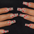 French Love Red Diamond Small Cherry Wear Armor Body nail stickers set with 24 pieces and glue in JP1601 style