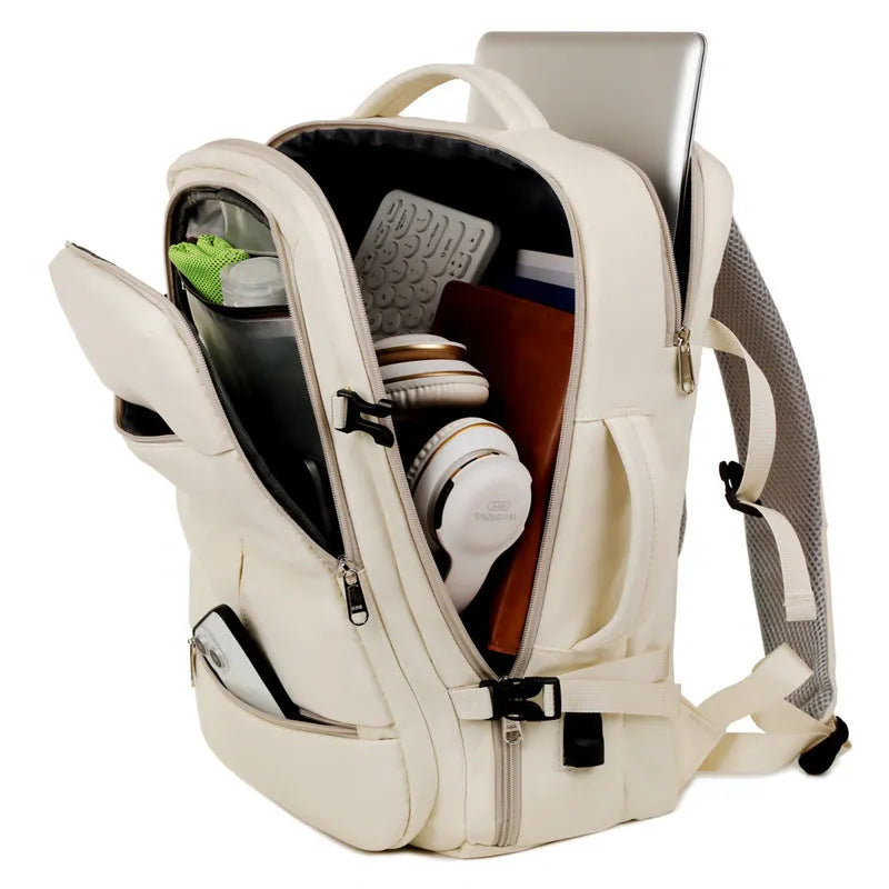 Waterproof oxford cloth business backpack with multiple pockets showing 15.6-inch laptop compartment