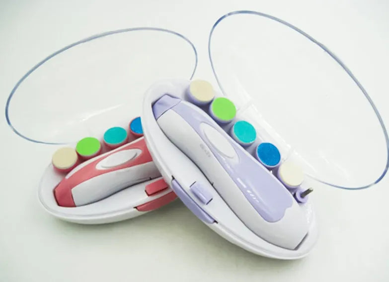 Ultra-quiet multifunction baby nail polisher manicure kit in pink and blue colours