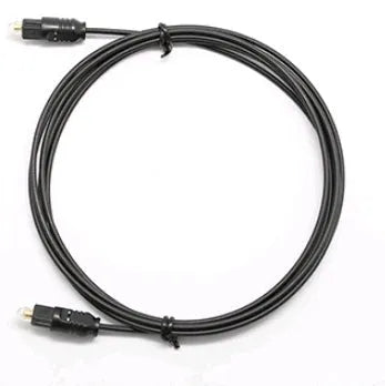 OD2.2 digital audio optical fibre cable with TOSLINK connectors on a white background.