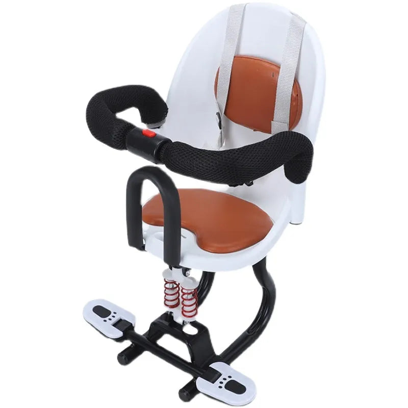 Front baby safety seat for scooter with black high carbon steel frame