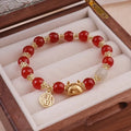 Glass floral ice crack bracelet with coloured glaze, red beads, pink beads, and white pearl accents