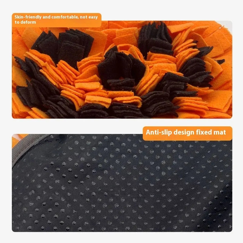 Orange black green pumpkin print pet smell mat on polar fleece measuring 25x34cm