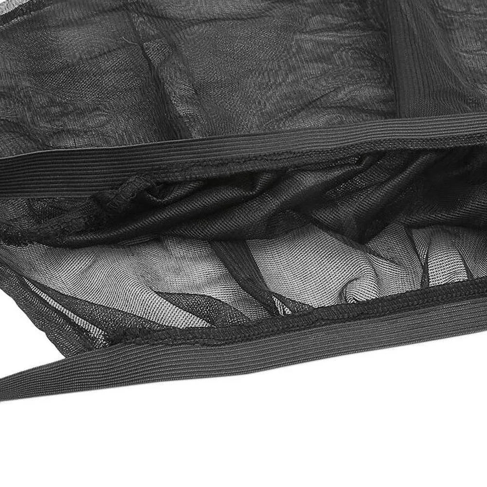 Set of four non-woven fabric mesh sunshades installed on car front and rear side windows.