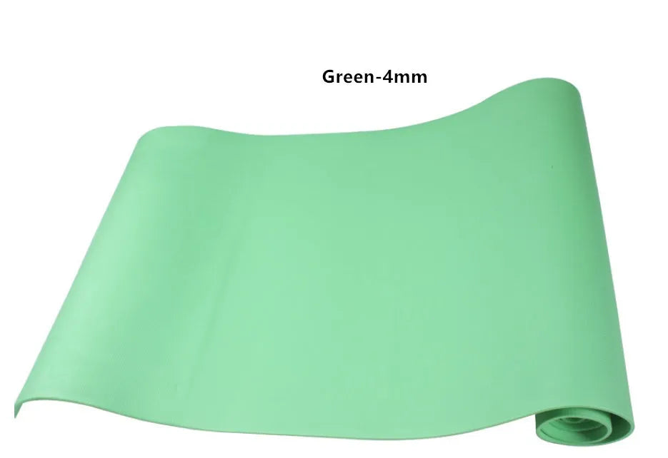 EVA yoga mat in blue showing textured anti-skid surface with thickness options