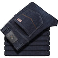Stretch jeans loose fit plus size business casual pants in black and blue colours